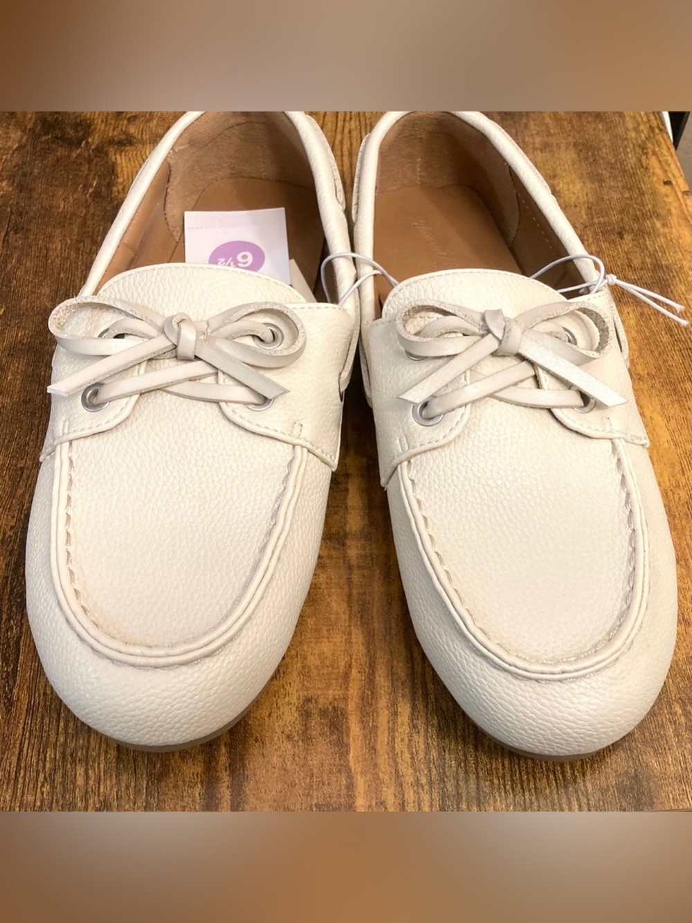 Women's Midge Boat Shoe Flats wUniversal Thread Off-White  6.5 FLAWED